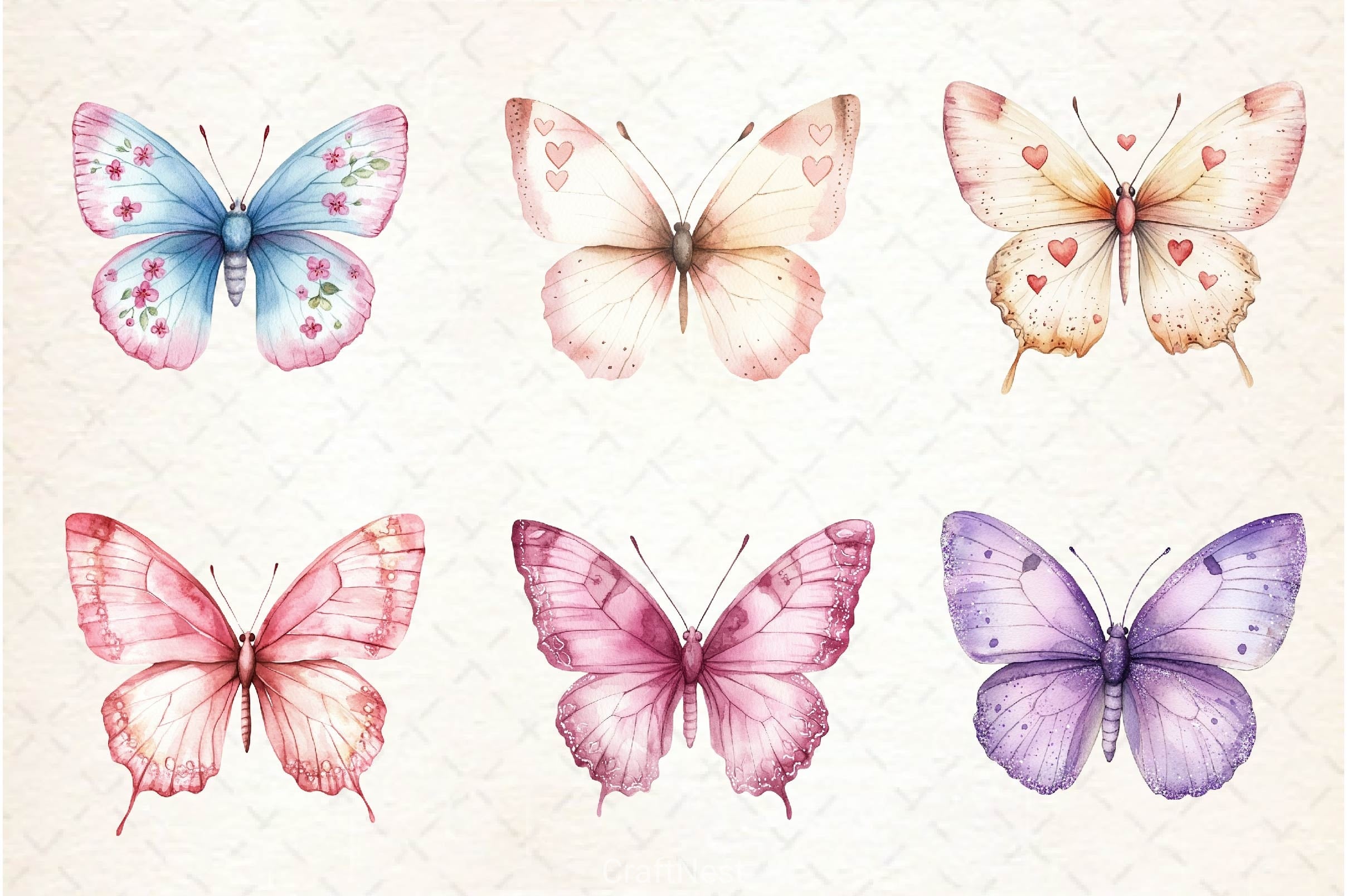 Soft Girly Butterfly Clipart Bundle - CraftNest - Digital Crafting and Art