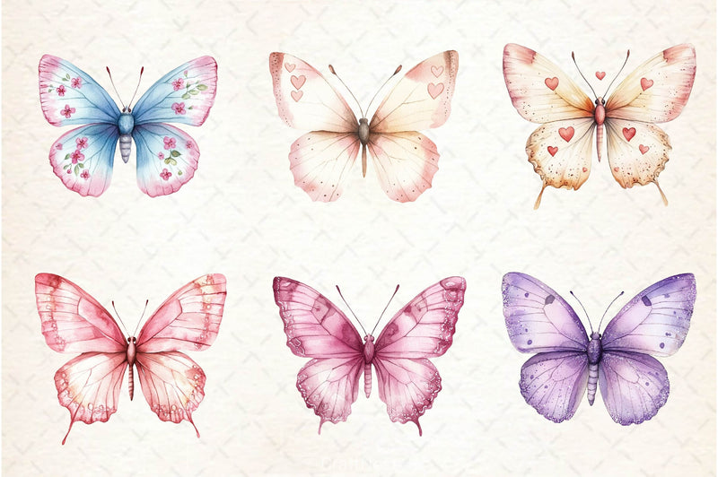 Soft Girly Butterfly Clipart Bundle - CraftNest - Digital Crafting and Art