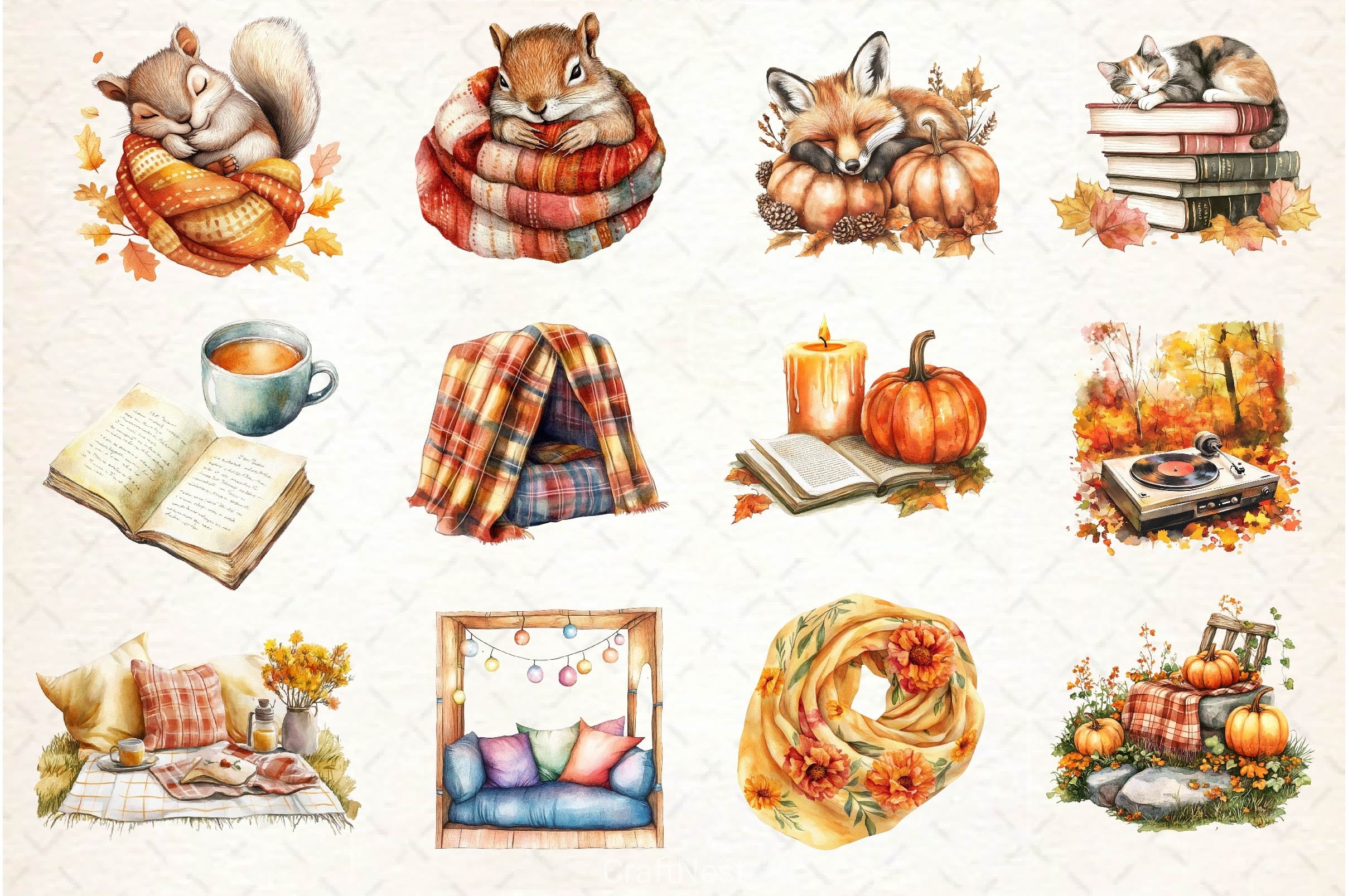 Fall Lazy Day Clipart Bundle 4 - CraftNest - Digital Crafting and Art