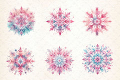 Pink Pastel Snowflake Clipart Bundle - CraftNest - Digital Crafting and Art