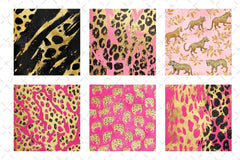 Pink And Gold Leopard Digital Paper - CraftNest - Digital Crafting and Art
