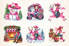 Pink Christmas Cowboy Clipart Bundle 2 - CraftNest - Digital Crafting and Art