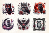Valentine Gothic Owl Clipart Bundle