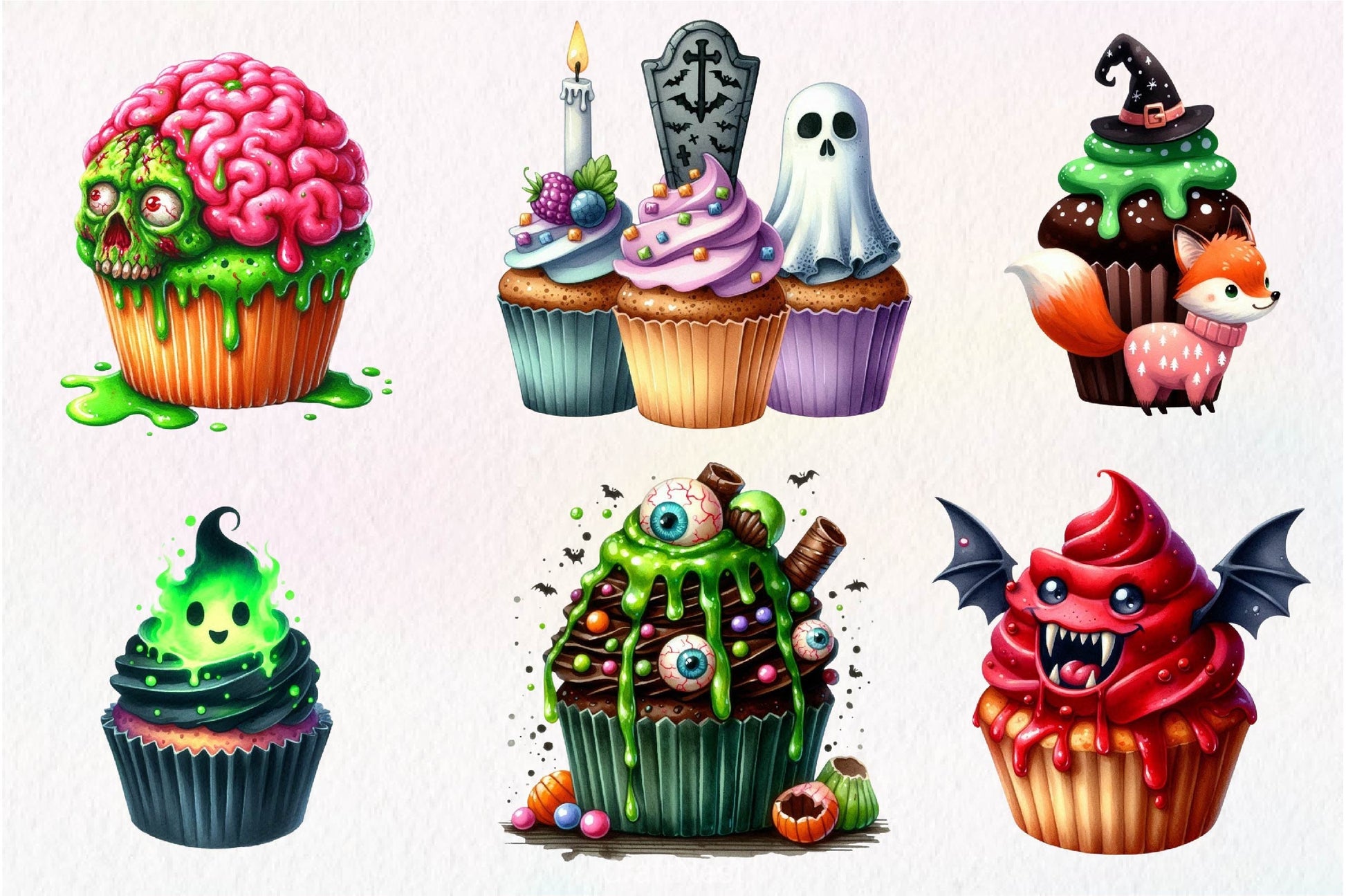 Halloween Scary Cupcake Clipart Bundle - CraftNest - Digital Crafting and Art