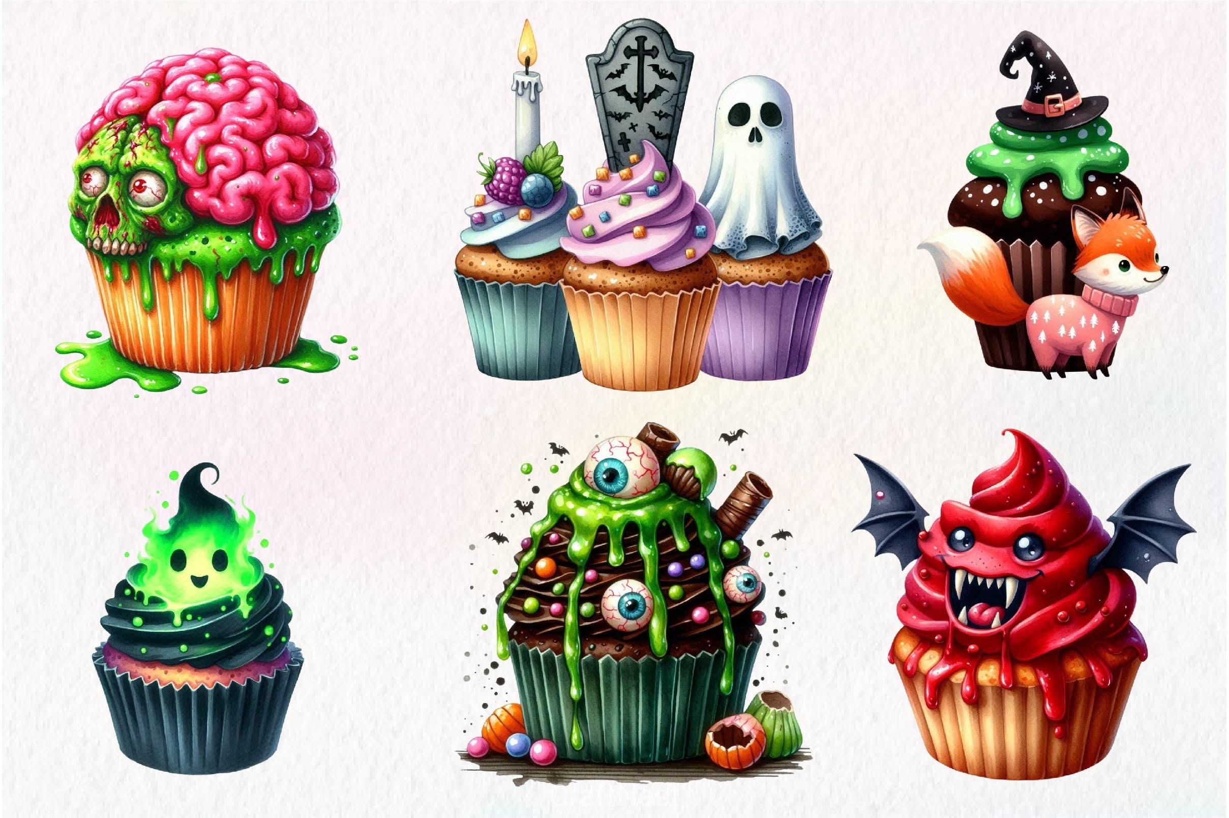 Halloween Scary Cupcake Clipart Bundle - CraftNest - Digital Crafting and Art
