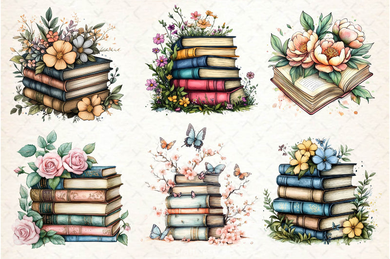 Pretty Books With Flowers Clipart Bundle 3 - CraftNest - Digital Crafting and Art