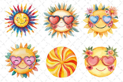 Groovy Cute Summer Sun Clipart Bundle - CraftNest - Digital Crafting and Art