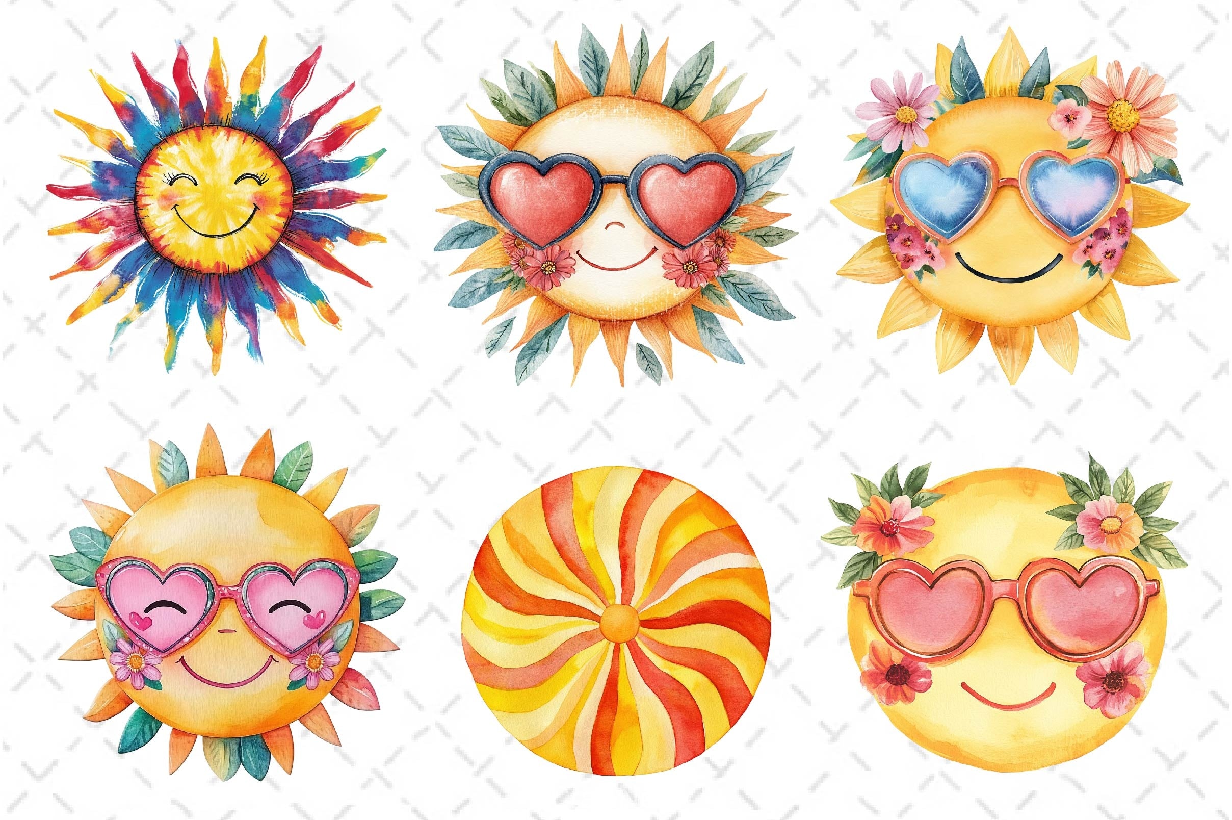 Groovy Cute Summer Sun Clipart Bundle - CraftNest - Digital Crafting and Art