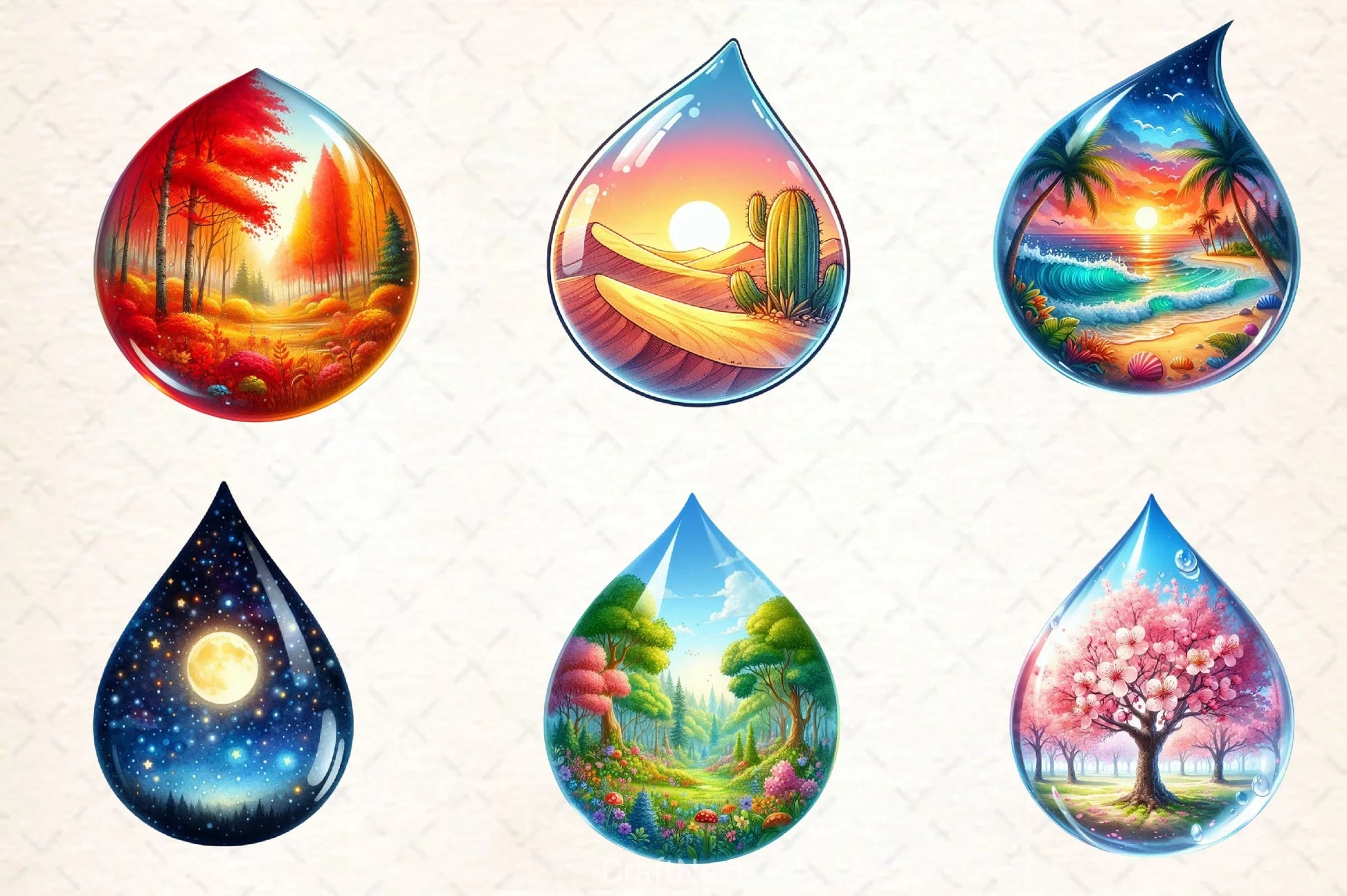 Landscape Water Droplet Clipart Bundle 2 - CraftNest - Digital Crafting and Art