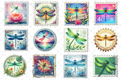 Dragonfly Postage Stamps Clipart Bundle - CraftNest - Digital Crafting and Art