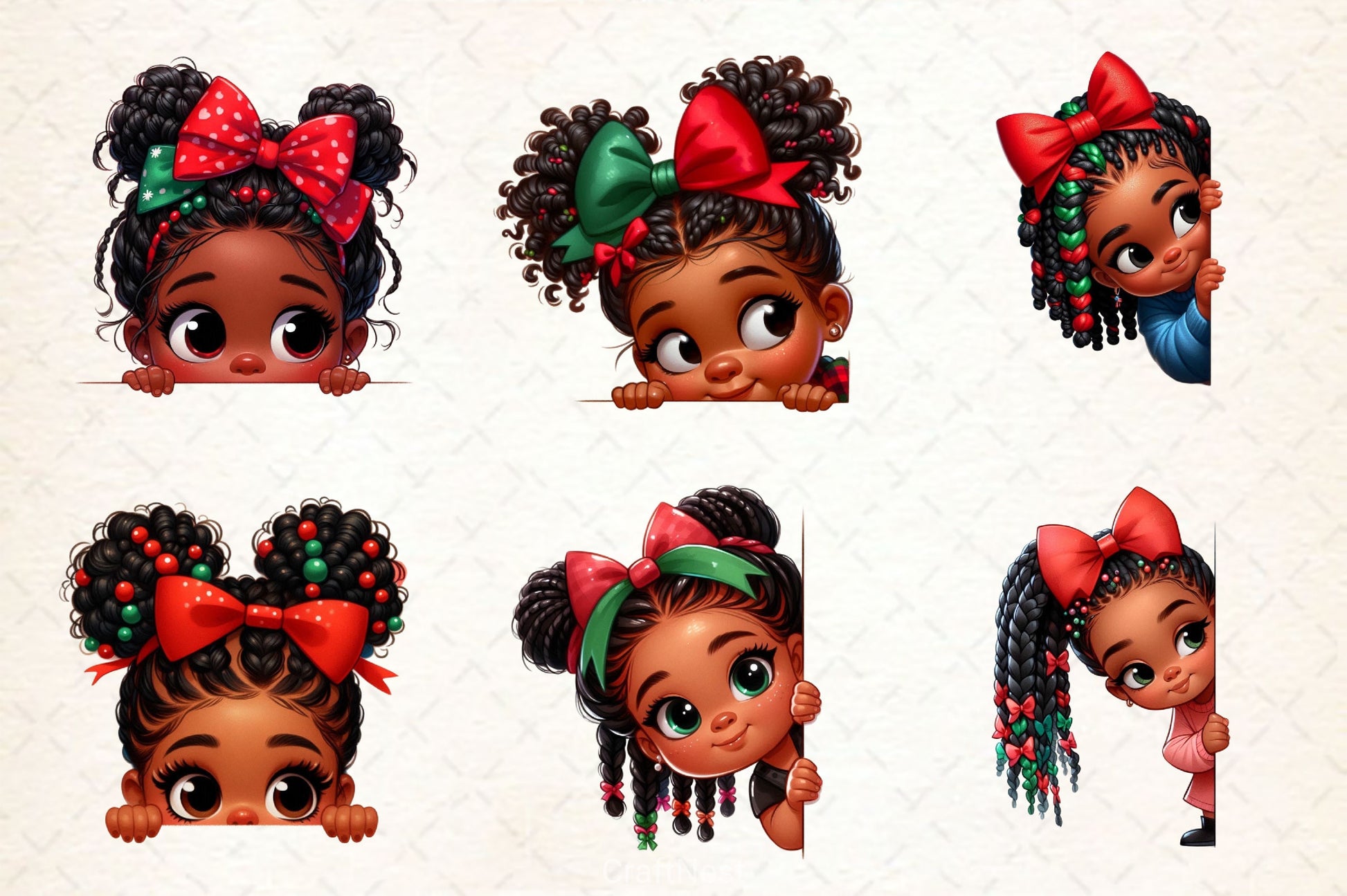 Peeking African American Little Girl Clipart Bundle 3 - CraftNest - Digital Crafting and Art