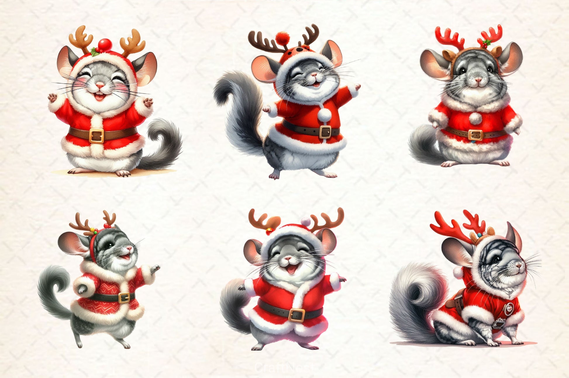 Christmas Chinchilla Clipart Bundle - CraftNest - Digital Crafting and Art