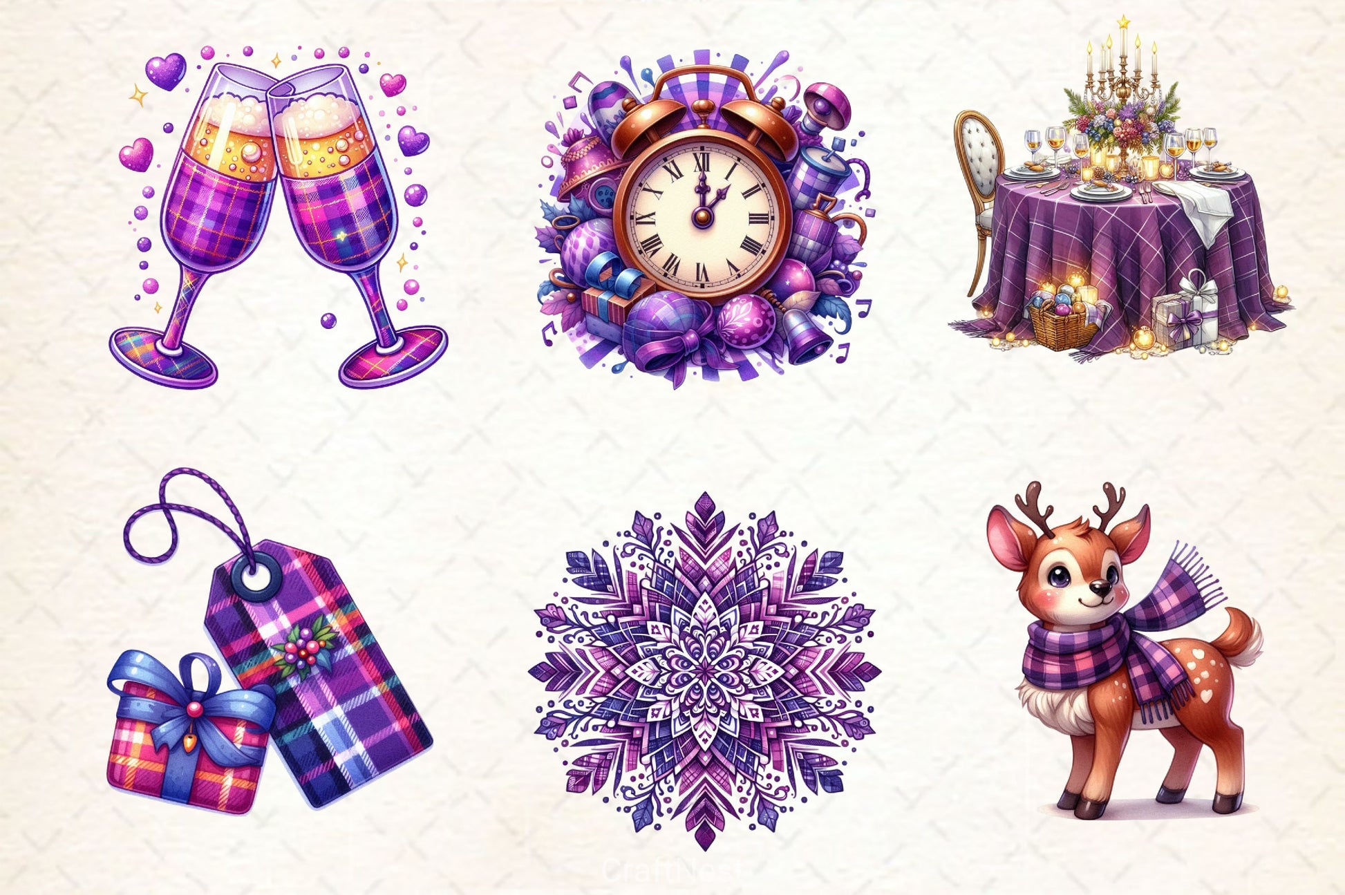 Purple New Year Clipart Bundle - CraftNest - Digital Crafting and Art