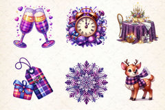 Purple New Year Clipart Bundle - CraftNest - Digital Crafting and Art