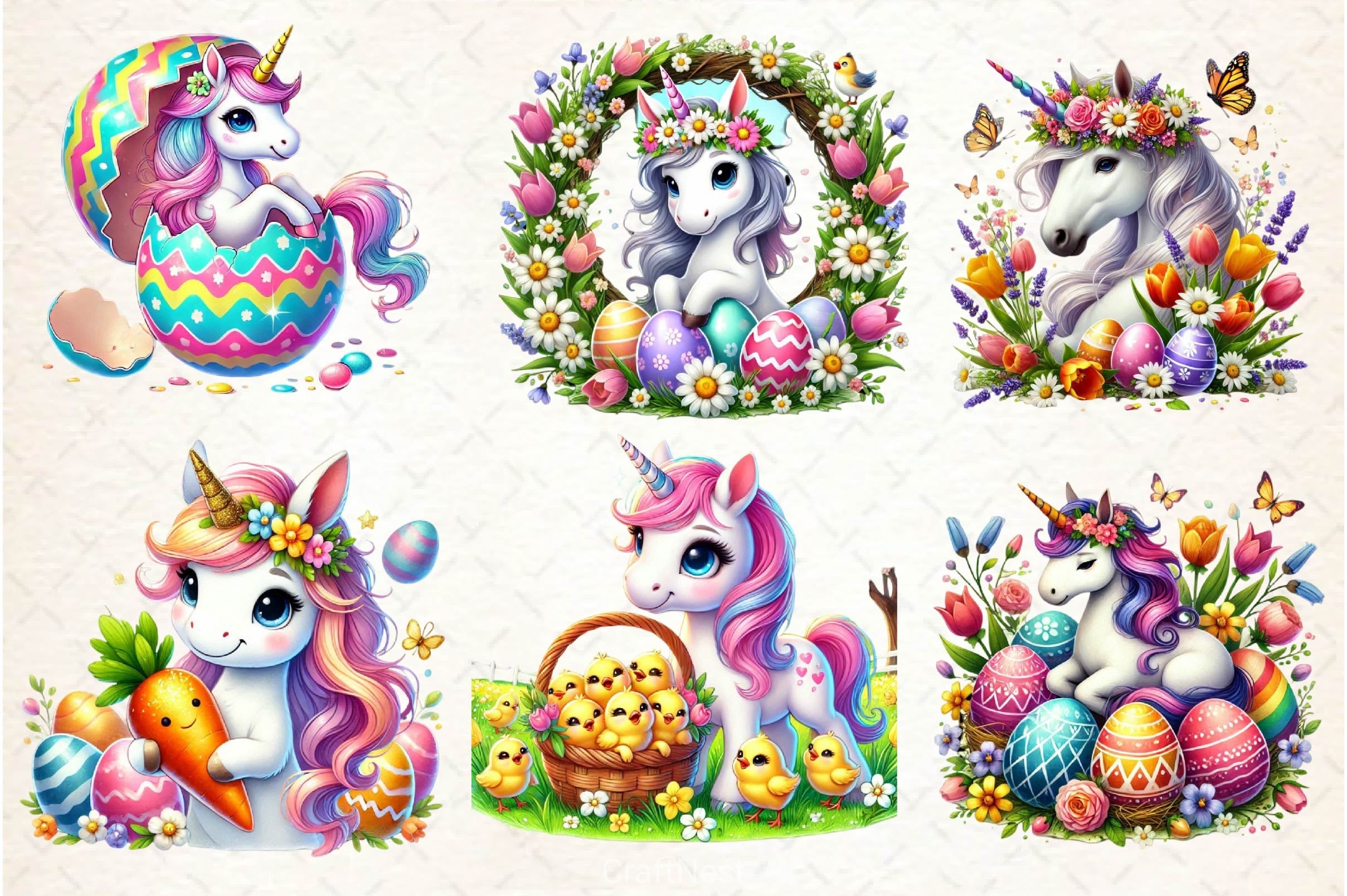 Easter Unicorn Clipart Bundle 3 - CraftNest - Digital Crafting and Art