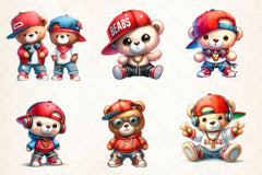 Hip Hop Teddy Bear Couple Clipart Bundle - CraftNest - Digital Crafting and Art