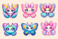 Kawaii Butterfly Stickers Sticker Clipart Bundle - CraftNest - Digital Crafting and Art