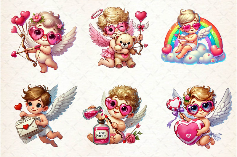 Cute Pink Cupids Clipart Bundle - CraftNest - Digital Crafting and Art
