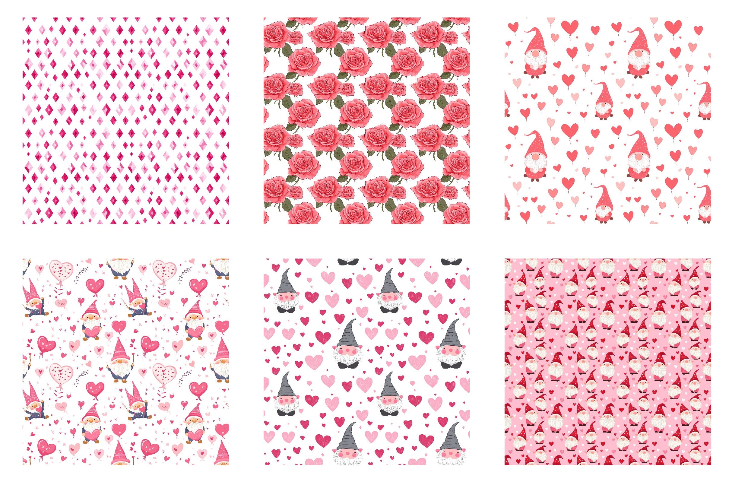 Valentine Gnome Digital Paper - CraftNest - Digital Crafting and Art