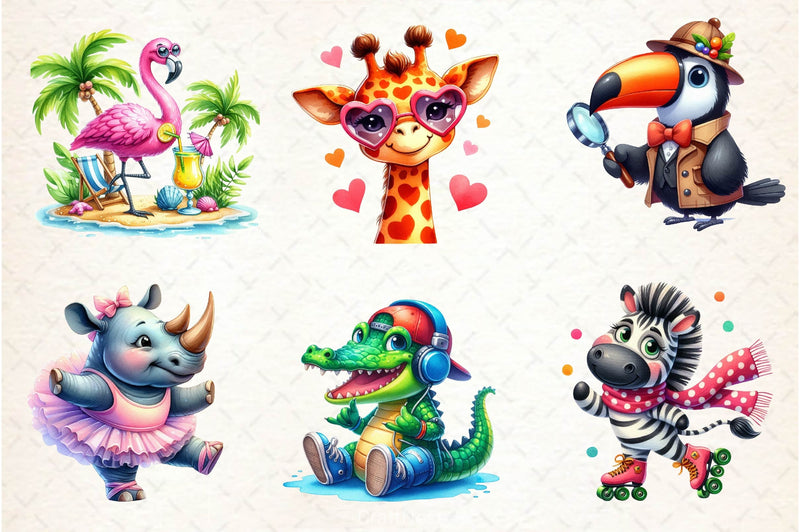 Quirky Safari Animals Clipart Bundle 2 - CraftNest - Digital Crafting and Art