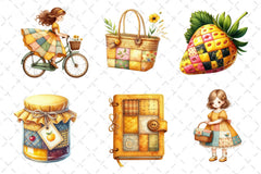 Yellow Patchwork Summer Clipart Bundle 2 - CraftNest - Digital Crafting and Art