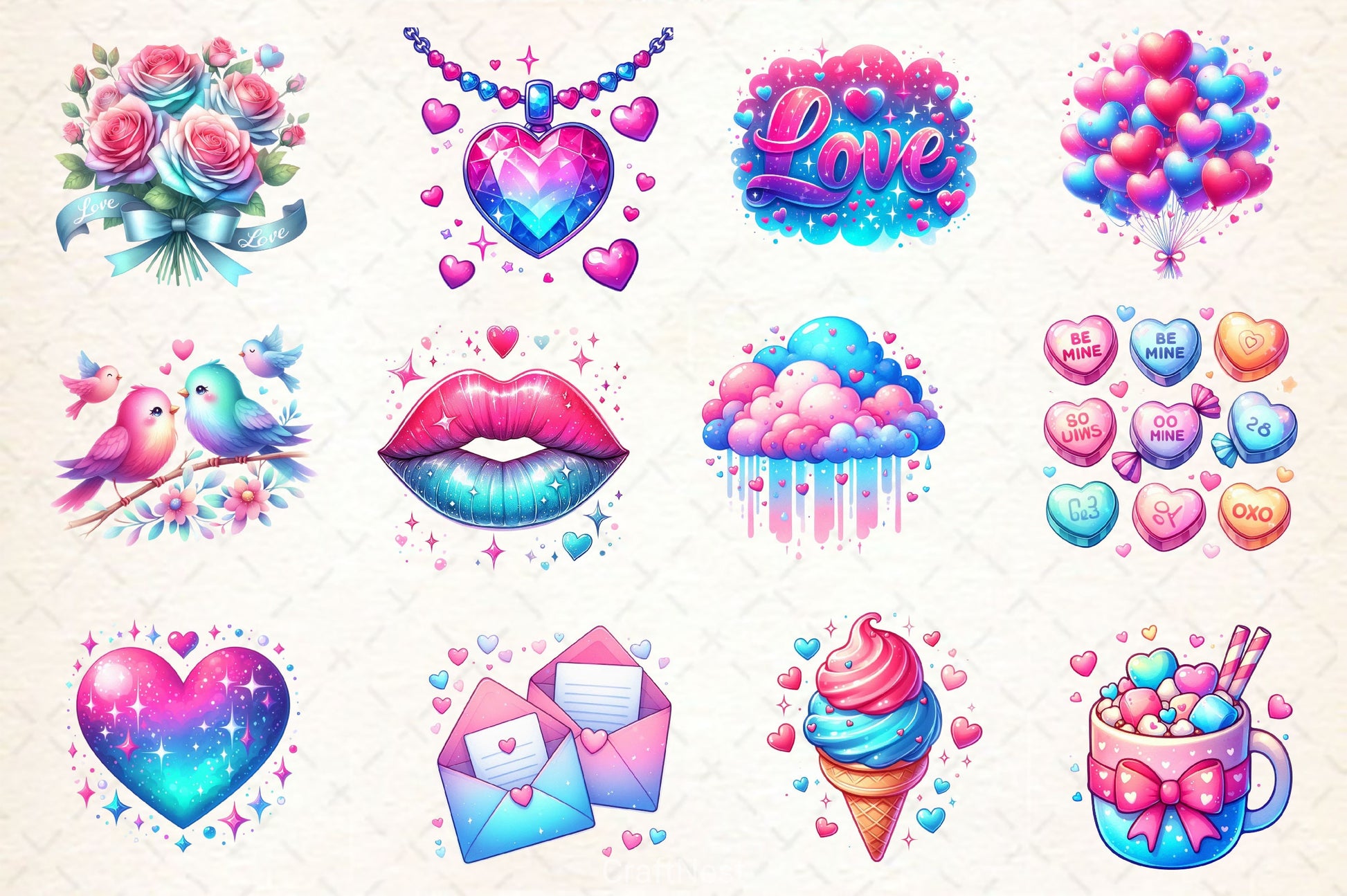 Cute Valentine Clipart Bundle 2 - CraftNest - Digital Crafting and Art