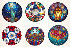 Round Stained Glass 4th Of July Clipart Bundle 3 - CraftNest - Digital Crafting and Art
