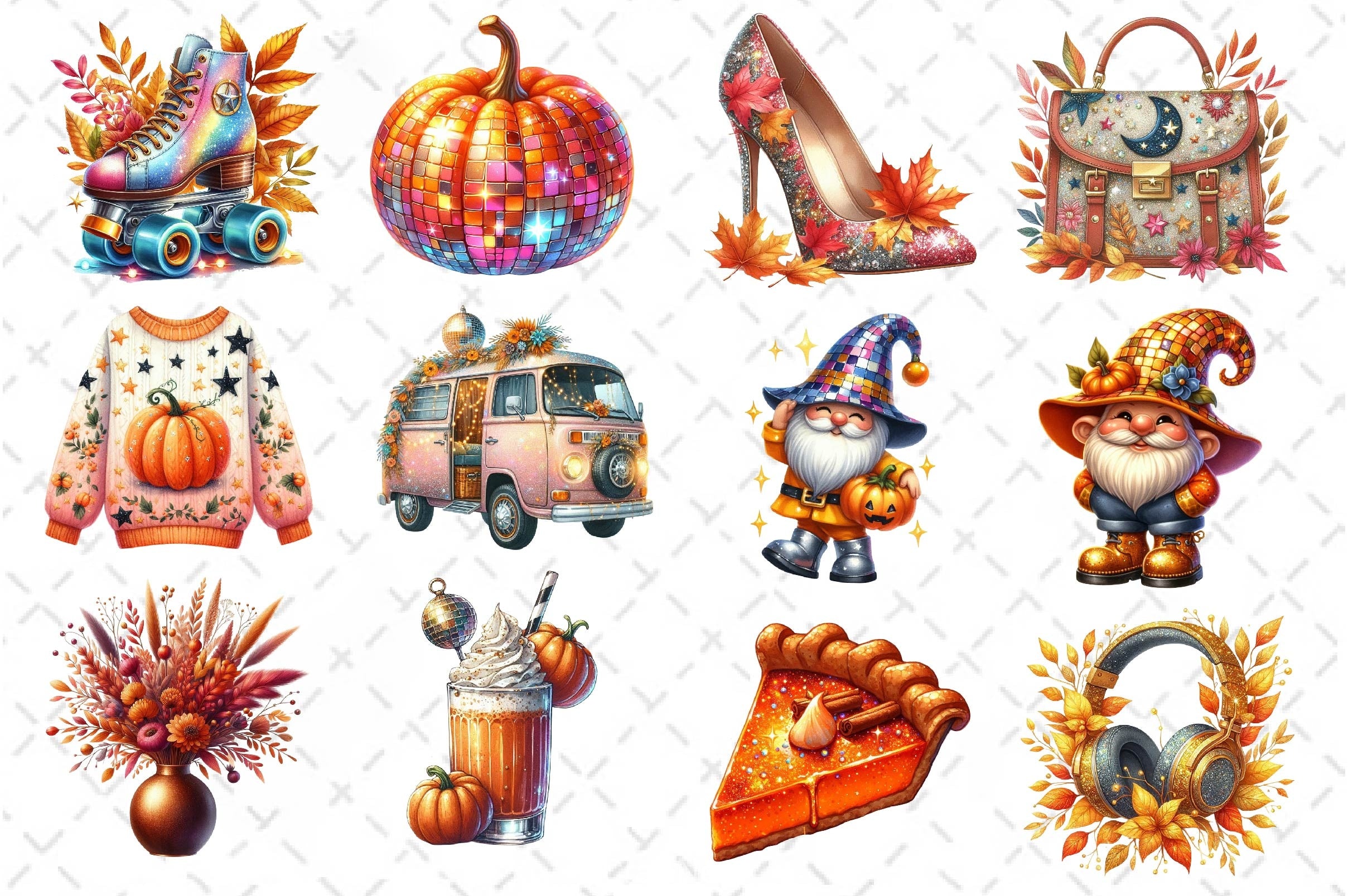 Disco Autumn Clipart Bundle 3 - CraftNest - Digital Crafting and Art