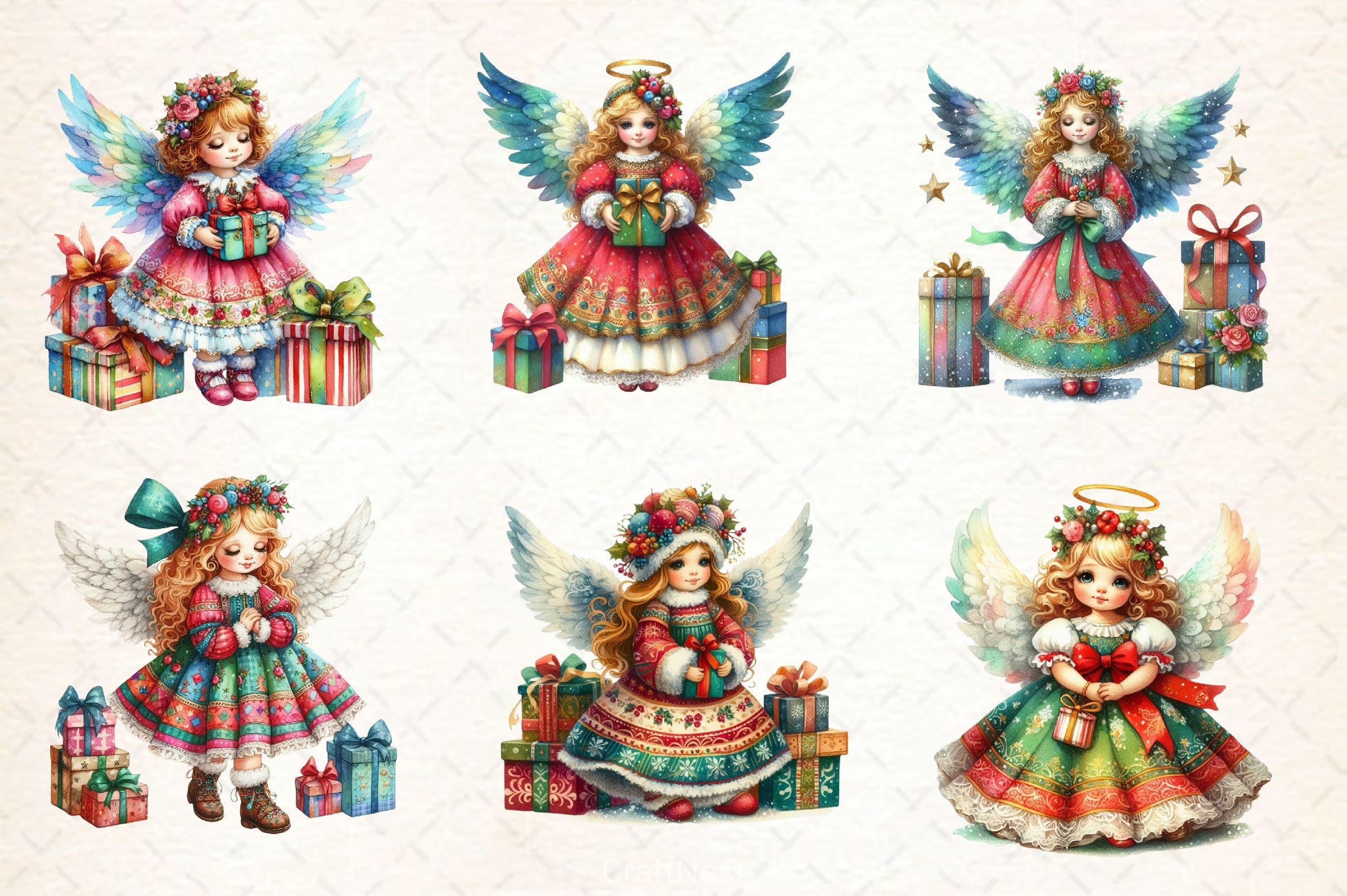 Vintage Christmas Angel Clipart Bundle 2 - CraftNest - Digital Crafting and Art