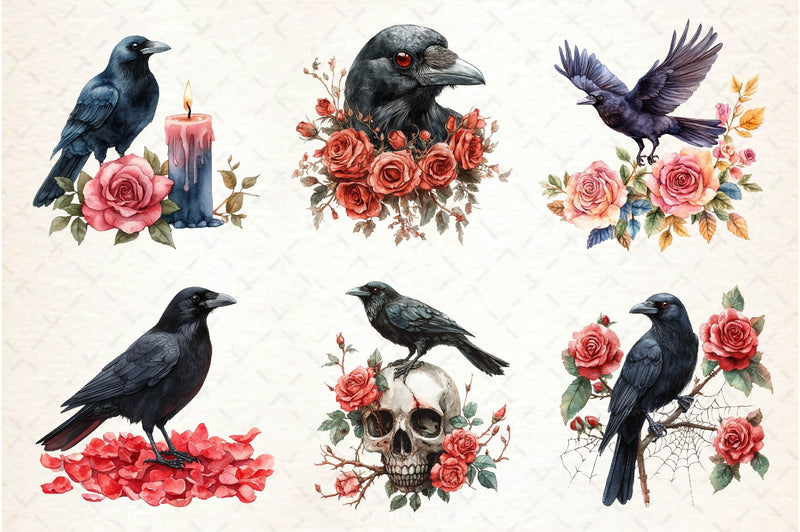 Creepy Crow Clipart Bundle - CraftNest - Digital Crafting and Art
