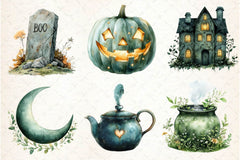 Sage Green Halloween Clipart Bundle - CraftNest - Digital Crafting and Art