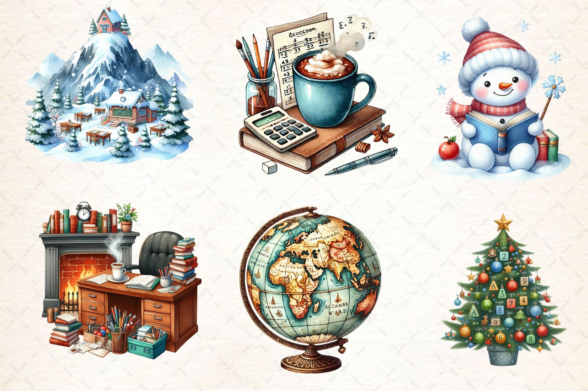 Cozy Winter Educational Clipart Bundle 2 - CraftNest - Digital Crafting and Art