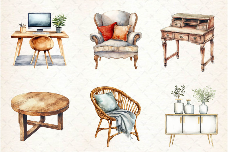 Home Furniture Clipart Bundle 2 - CraftNest - Digital Crafting and Art