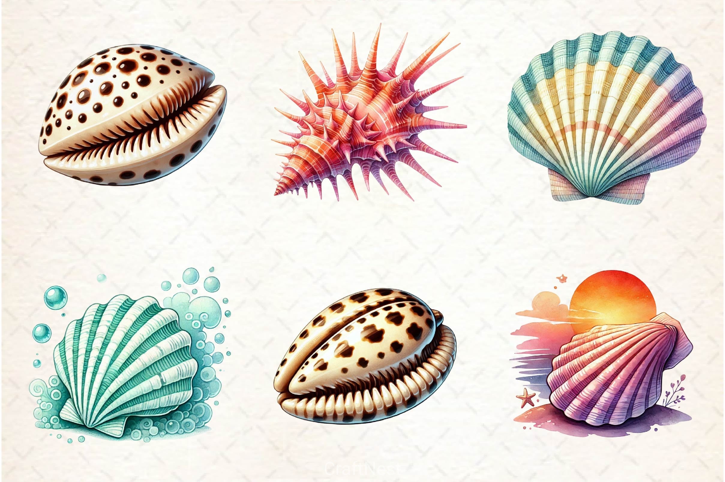 Seashells Clipart Bundle 2 - CraftNest - Digital Crafting and Art