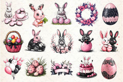 Easter Pink Black Easter Clipart Bundle - CraftNest - Digital Crafting and Art