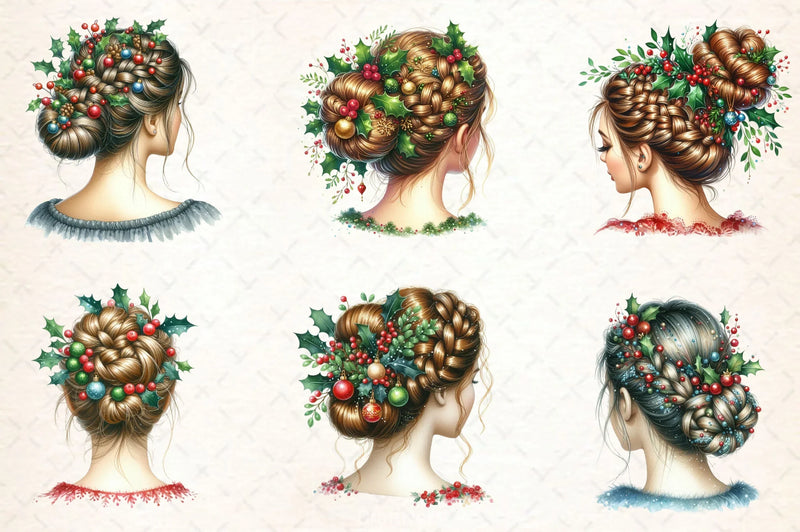 Hair Girl Christmas Clipart Bundle - CraftNest - Digital Crafting and Art