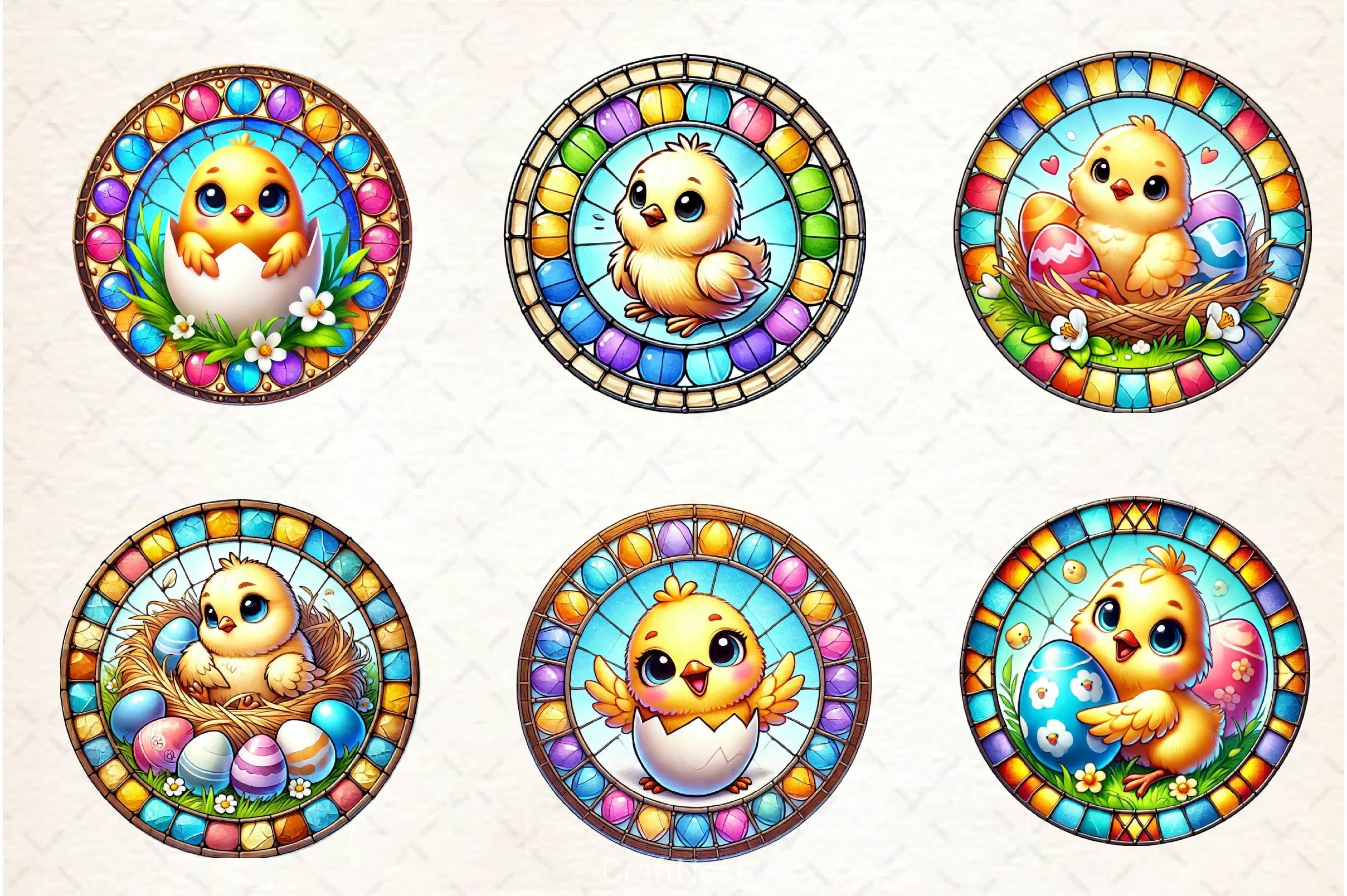 Easter Stained Glass Chick Clipart Bundle - CraftNest - Digital Crafting and Art
