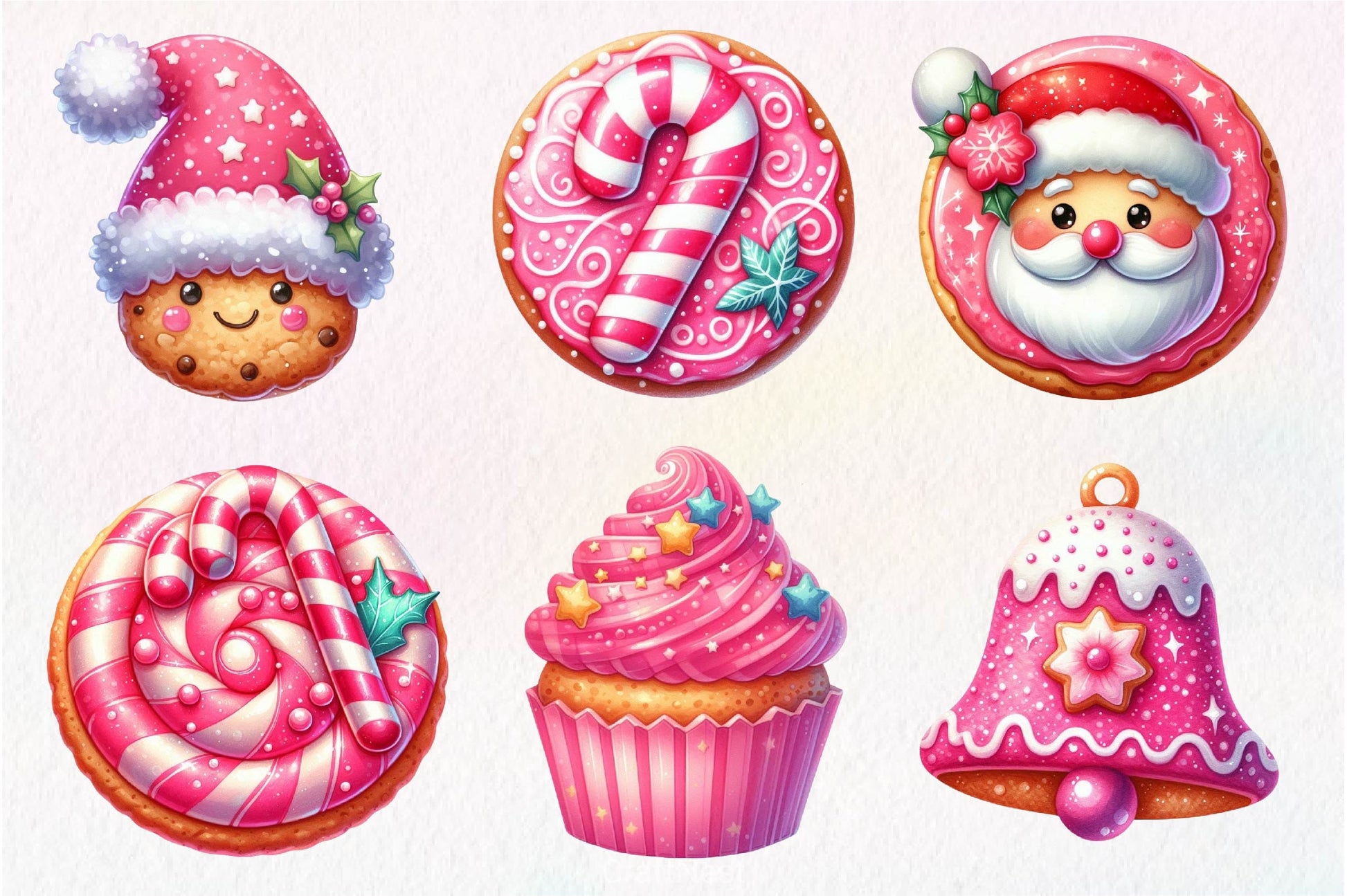 Pink Christmas Cookie Clipart Bundle - CraftNest - Digital Crafting and Art