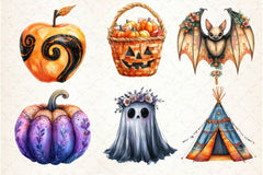 Boho Halloween Trick Or Treat Clipart Bundle 2 - CraftNest - Digital Crafting and Art