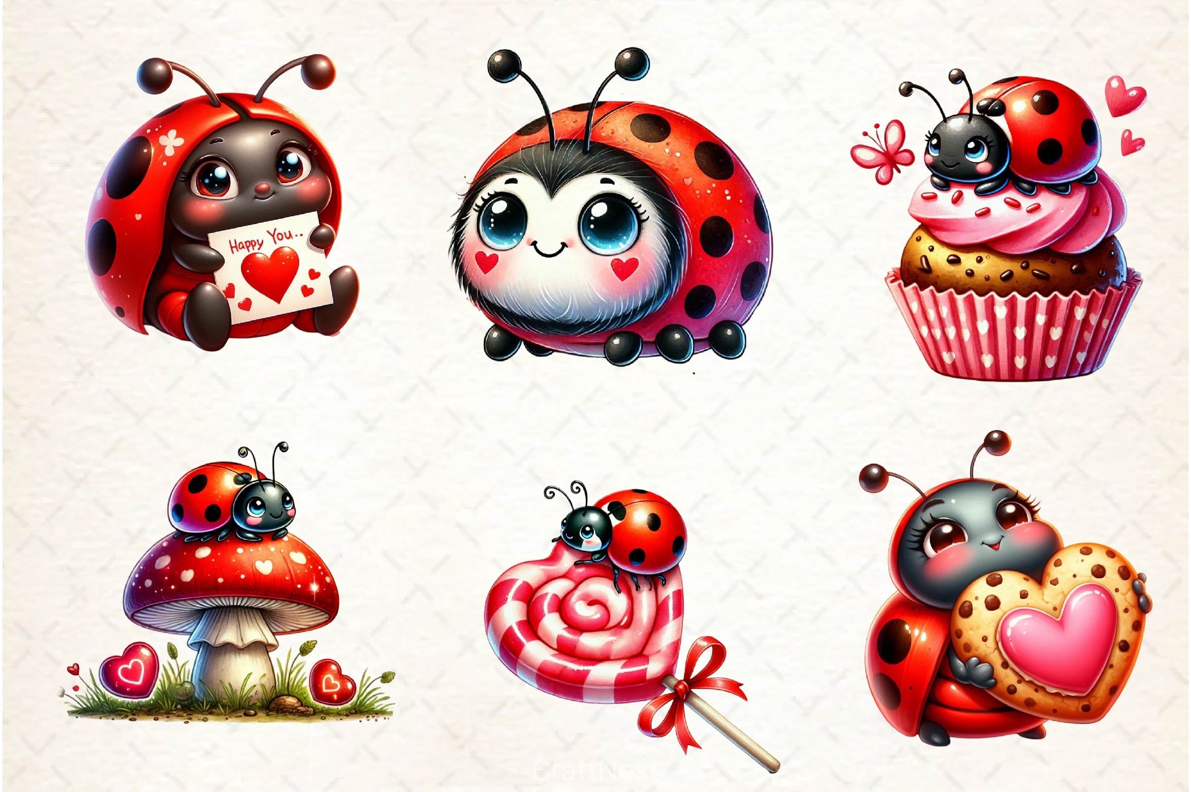 Cute Love Bug Clipart Bundle - CraftNest - Digital Crafting and Art