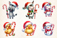 Animals Holding Candy Cane Clipart Bundle - CraftNest - Digital Crafting and Art