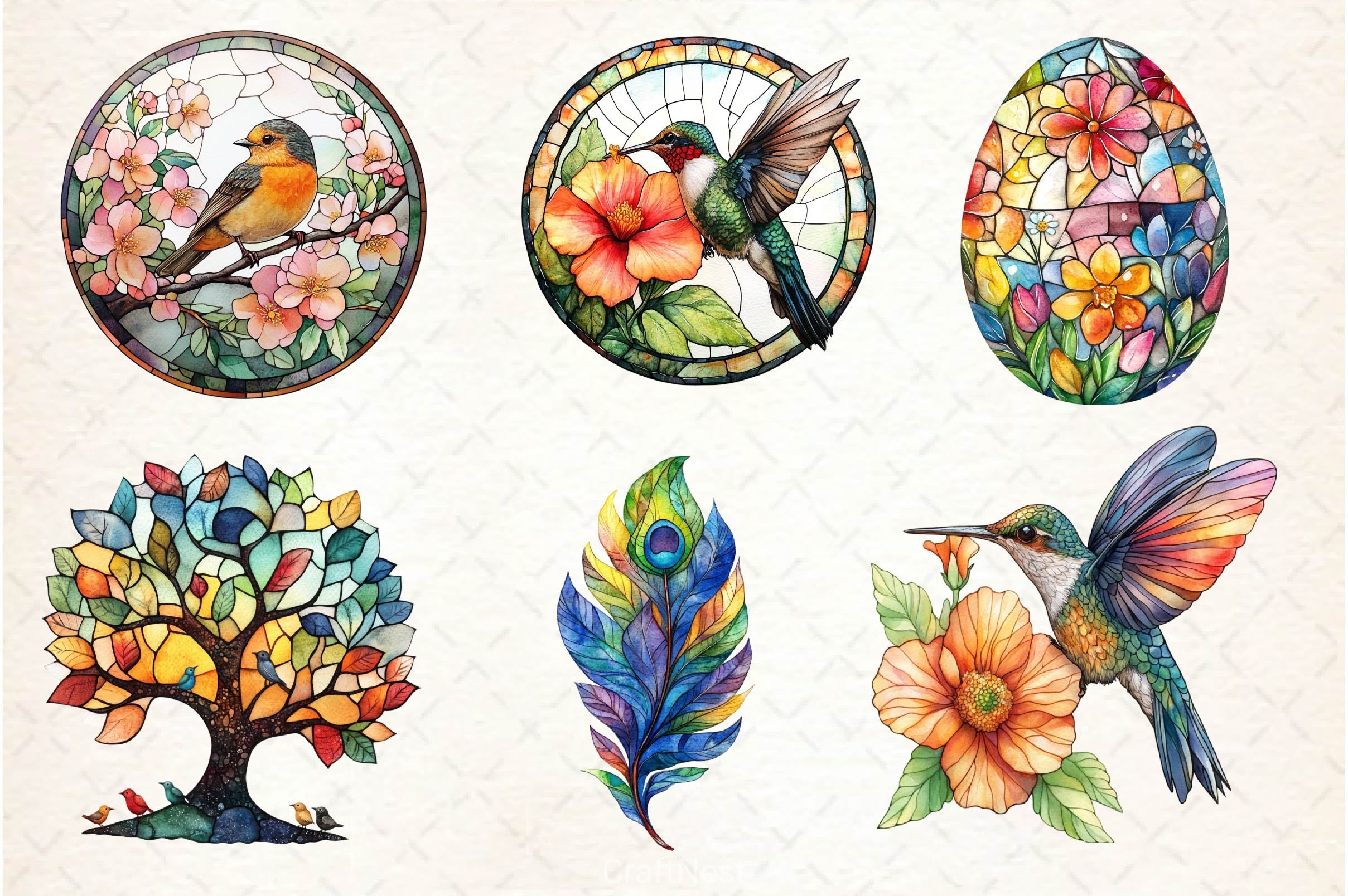 Stained Glass Spring Clipart Bundle 2 - CraftNest - Digital Crafting and Art