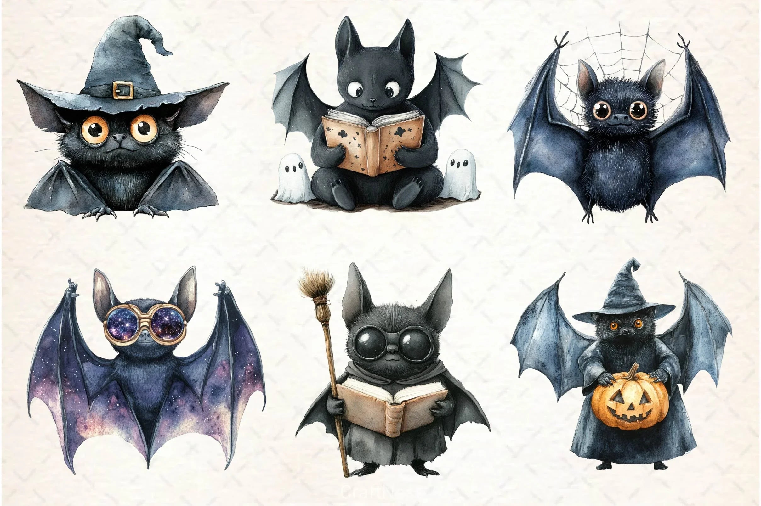 Quirky Halloween Black Bat Clipart Bundle - CraftNest - Digital Crafting and Art