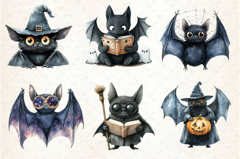 Quirky Halloween Black Bat Clipart Bundle - CraftNest - Digital Crafting and Art