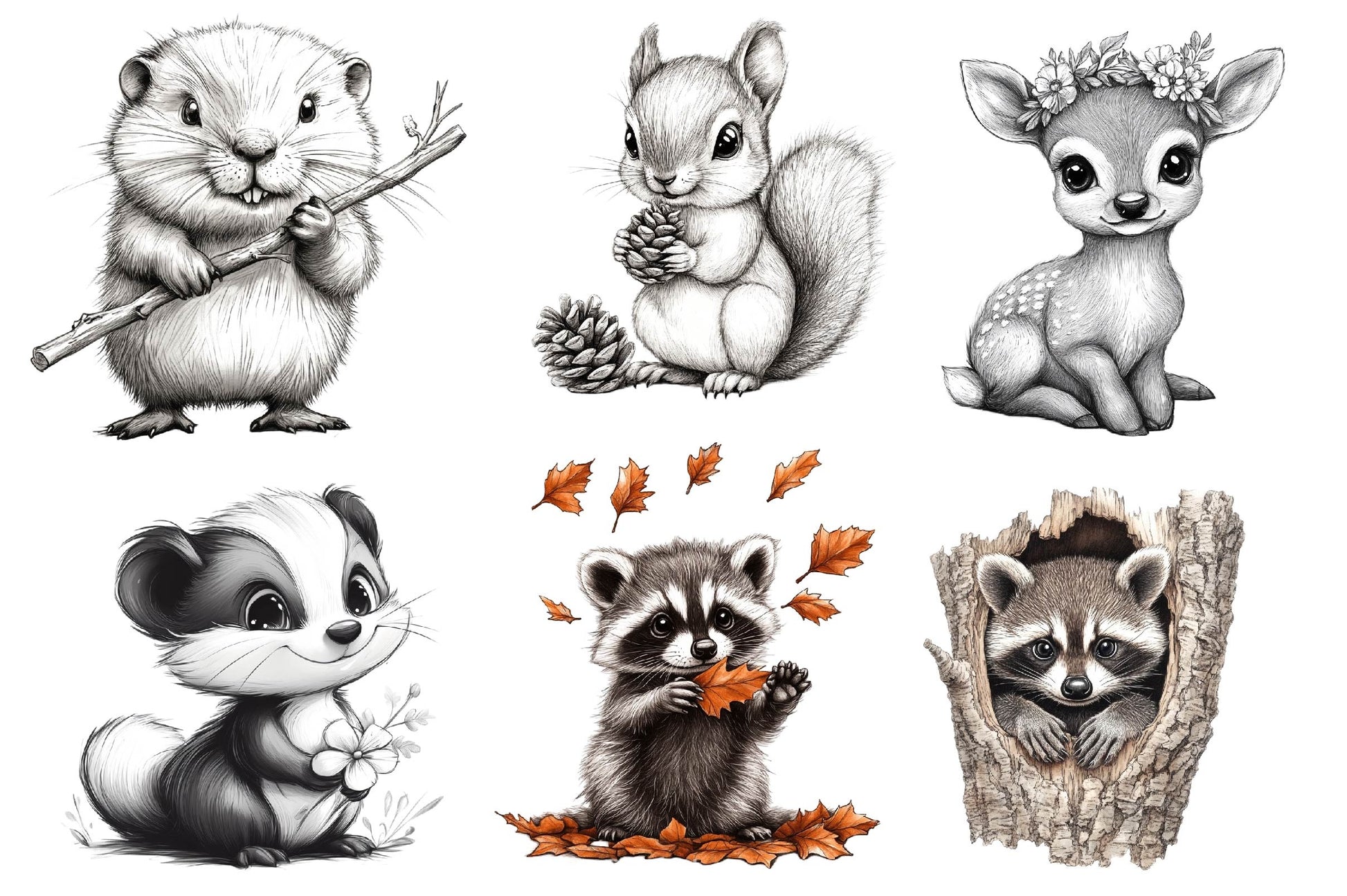 Woodland Cute Baby Animals Clipart Bundle - CraftNest - Digital Crafting and Art