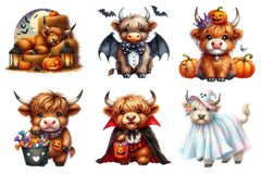 Cute Halloween Highland Cow Clipart Bundle 3 - CraftNest - Digital Crafting and Art