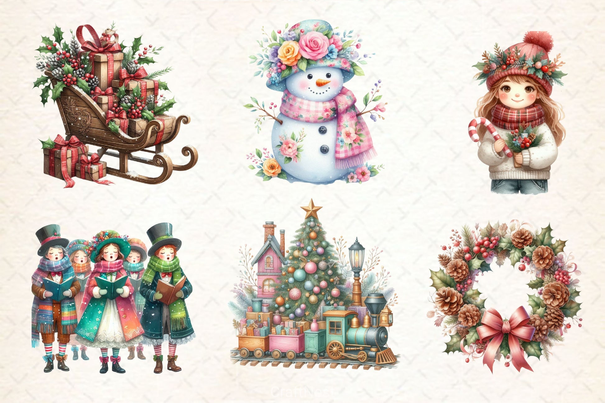 Coquette Rustic Christmas Clipart Bundle - CraftNest - Digital Crafting and Art