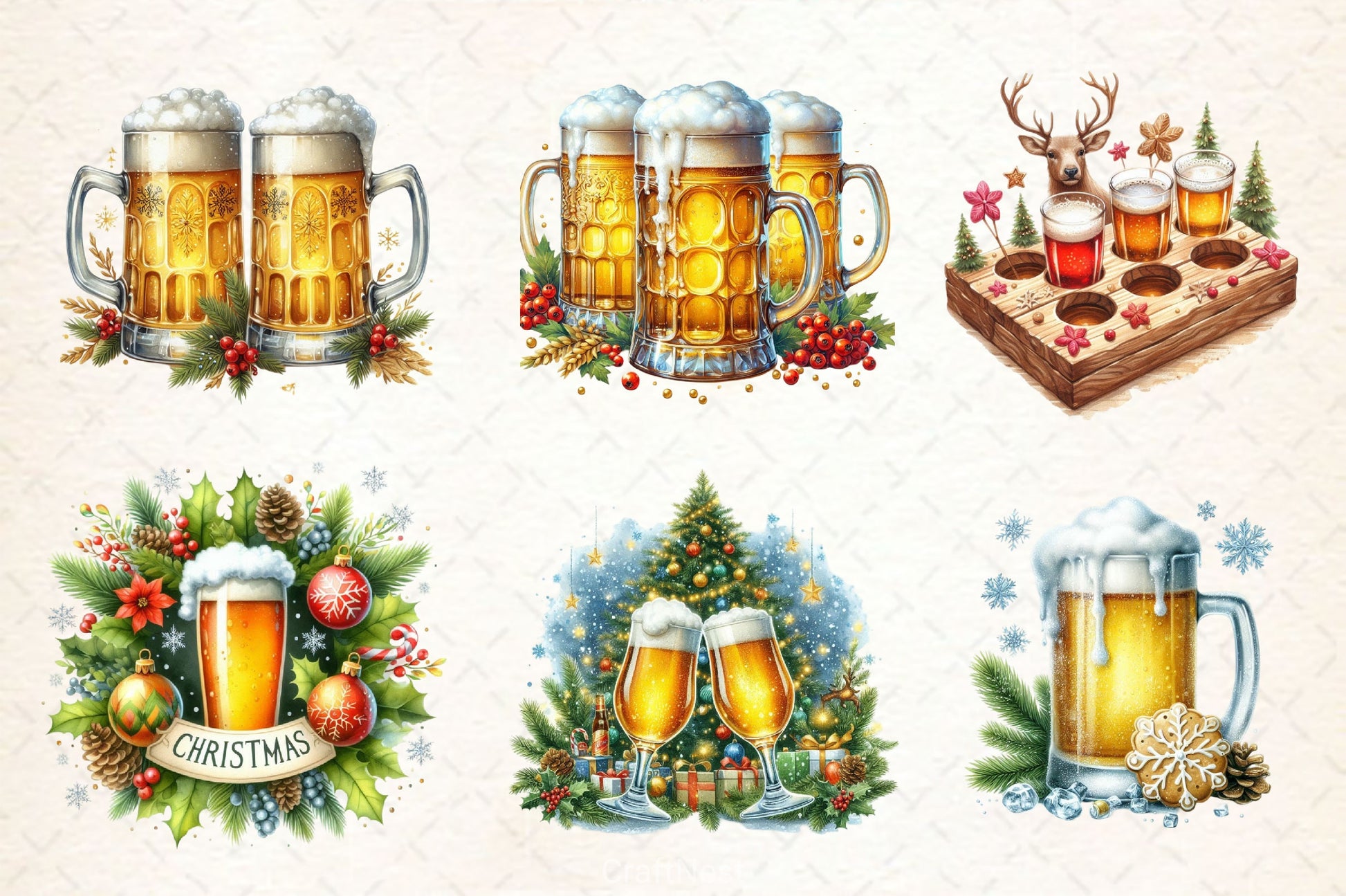 Funny Christmas Beer Bottle Clipart Bundle 3 - CraftNest - Digital Crafting and Art