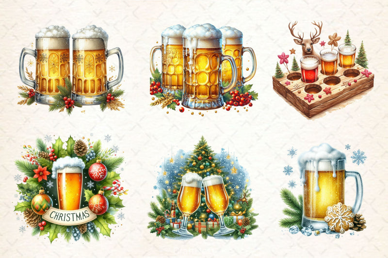 Funny Christmas Beer Bottle Clipart Bundle 3 - CraftNest - Digital Crafting and Art