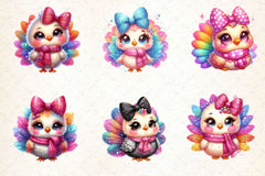 Colorful Coquette Glitter Turkey Clipart Bundle - CraftNest - Digital Crafting and Art